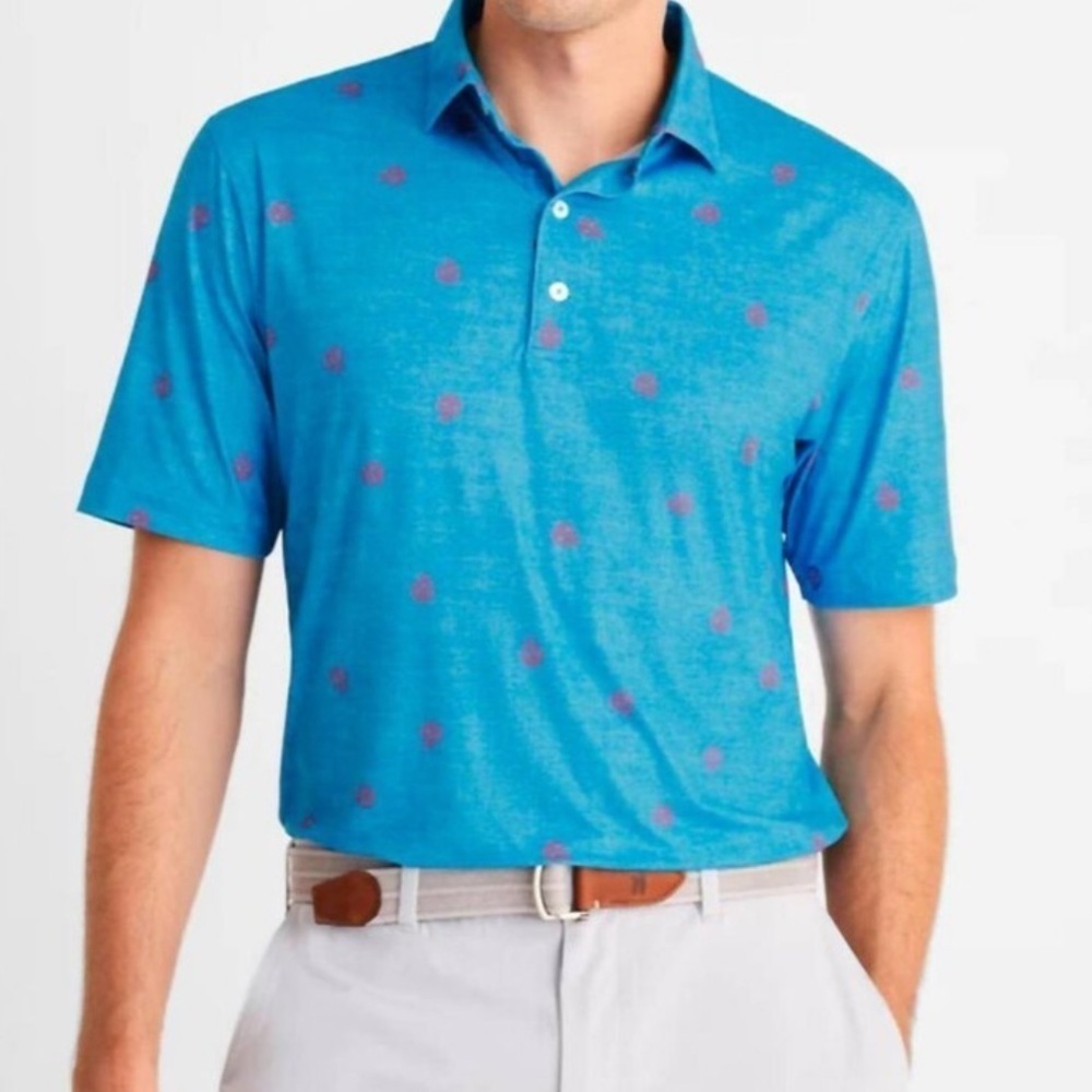 Johnnie-O Shirt Men's XL Featherweight Golf Performance Polo Skull Print UPF50